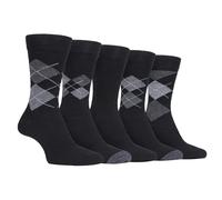 Farah - 5 Pack Mens Thin Breathable Classic Patterned Soft Top Office Cotton Dress Socks (6-11 uk, CS190BLKCHA (Argyle))