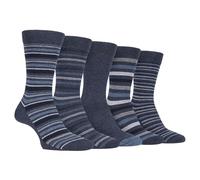 Farah - 5 Pack Mens Thin Breathable Classic Patterned Soft Top Office Cotton Dress Socks (6-11 uk, CS191DENTEL (Striped))
