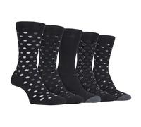 Mens Patterned Socks 5 Pair Pack Patterned Gentle Grip Top Cotton Rich by Farah