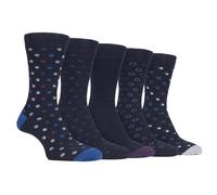 Mens Patterned Socks 5 Pair Pack Patterned Gentle Grip Top Cotton Rich by Farah