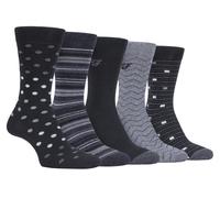 Farah - 5 Pack Mens Thin Breathable Classic Polka Dot Patterned Soft Top Cotton Dress Socks - FCS273BLKCHA (Polka Dot) - Multicolour - Size UK 6-11