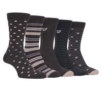 Farah - 5 Pack Mens Thin Breathable Classic Polka Dot Patterned Soft Top Cotton Dress Socks - FCS273BRNGRY (Polka Dot) - Multicolour - Size UK 6-11
