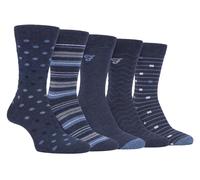 Farah - 5 Pack Mens Thin Breathable Classic Patterned Soft Top Office Cotton Dress Socks (6-11 uk, CS192DENTEL (Polka Dot))