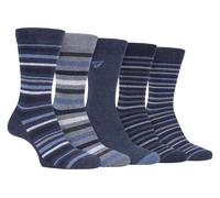 Farah - 5 Pack Mens Thin Breathable Classic Striped Patterned Soft Top Cotton Dress Socks - FCS271DENTEL (Striped) - Multicolour - Size UK 6-11