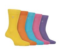 Farah 5 Pairs Mens Bamboo Socks Silver | Breathable Patterned Soft Colourful Socks (6-11, Bright 1)