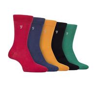 Farah 5 Pairs Mens Bamboo Socks Silver | Breathable Patterned Soft Colourful Socks (6-11, Bright 3)