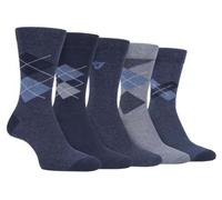 Farah - 5 Pack Mens Thin Breathable Classic Patterned Soft Top Office Cotton Dress Socks (6-11 uk, CS190DENTEL (Argyle))