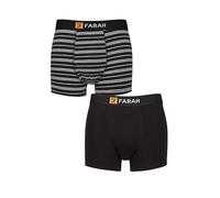 Farah Men’s 2 Pack Cotton Trunks - Classic Fit, Soft Stretch, One Plain One Striped, Supportive Comfortable Underwear for Daily Wear, Sizes S-XL Fine Stripe Black/Charcoal XXL