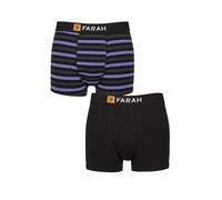 Farah Men’s 2 Pack Cotton Trunks - Classic Fit, Soft Stretch, One Plain One Striped, Supportive Comfortable Underwear for Daily Wear, Sizes S-XL Stripe Black/Purple XL