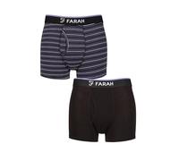 Farah Men’s Bamboo Keyhole Trunks - 2 Pack Soft Breathable Underwear, Plain & Stripe Design with Stretch Fit for Everyday Comfort, Sizes S-XXL Stripe Black/Purple S
