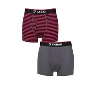 Farah Men’s Bamboo Keyhole Trunks - 2 Pack Soft Breathable Underwear, Plain & Stripe Design with Stretch Fit for Everyday Comfort, Sizes S-XXL Stripe Charcoal/Berry S