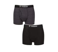 Farah Men’s Bamboo Keyhole Trunks - 2 Pack Soft Breathable Underwear, Plain & Stripe Design with Stretch Fit for Everyday Comfort, Sizes S-XXL Stripe Black/Charcoal S