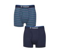 Farah Men’s Bamboo Keyhole Trunks - 2 Pack Soft Breathable Underwear, Plain & Stripe Design with Stretch Fit for Everyday Comfort, Sizes S-XXL Stripe Dark Navy/Blue XL