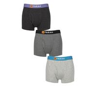 Farah Men’s Cotton Keyhole Trunks - 3 Pack Soft Stretch Fit Underwear, Classic Design with Breathable Comfort for Everyday Wear, Sizes S-XXL Charcoal/Mid Grey S