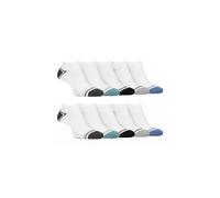 Farah 10 Pairs Mens Bamboo Trainer Socks Striped Cushioned Ankle Socks (6-11, White)