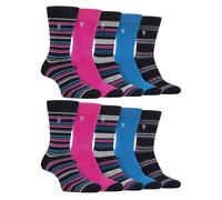 Farah Mens 10 Pair Multi-Pack Bright Bamboo Socks - 6-11 UK - Dark Navy / Cerise