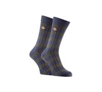 (6-11 UK, Blue / Blue) 2 Pack Mens Cable Knit Cotton Boot Dress Socks with Turn Over Top