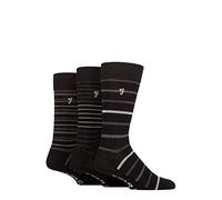 Farah Men's 3 Pair Luxury Bamboo Stripe Plain and Argyle Socks, Black/Charcoal (6-11)