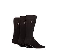 Farah Mens 3 Pair Luxury Bamboo Stripe Plain and Argyle Socks, Pack of 3 Black/Charcoal Plain (6-11)