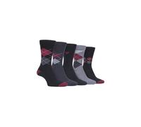 FARAH Men's 5 Pack Argyle Patterned Cotton Dress Socks in Black | Size: 6-11 Farah Black 6-11