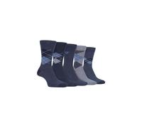 FARAH Men's 5 Pack Argyle Patterned Cotton Dress Socks in Blue | Size: 6-11 Farah Blue 6-11