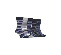 FARAH Men's 5 Pack Bamboo Patterned Socks in Indigo | Size: 6-11 Farah Indigo 6-11