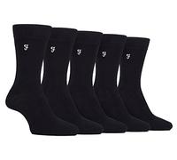 Farah - Mens 5 Pack Natural Organic Bamboo Bright Striped Patterned Socks (6-11, Black)