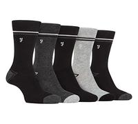 Farah - Mens 5 Pack Natural Organic Bamboo Bright Striped Patterned Socks (6-11, Black/Charcoal)