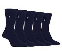 Farah - Mens 5 Pack Natural Organic Bamboo Bright Striped Patterned Socks (6-11, Navy)