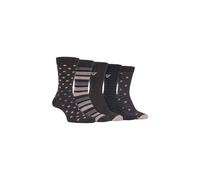 Farah - 5 Pack Mens Thin Breathable Classic Patterned Soft Top Office Cotton Dress Socks (6-11 uk, CS192BRNGRY (Polka Dot))