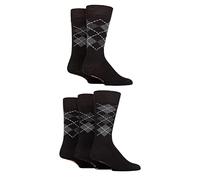 Farah Mens Argyle/Striped Bamboo Socks 5Pk Blk/Char/Grey Argyle 6-11