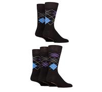 Farah Mens Argyle/Striped Bamboo Socks 5Pk Blk/Pur/Blue Argyle 6-11