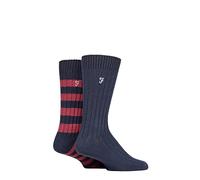 Farah Mens Bamboo Boot Socks Pack of 2 Navy/Berry 6-11