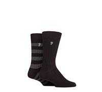 Farah Mens Bamboo Boot Socks Pack of 2 Black/Charcoal 6-11
