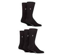 Farah Mens Bamboo Socks Plain and Patterned Striped Argyle Spotty Designs, Bright Colourful, Gift for Him, 5 Pairs - Plain Black 6-11