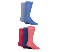 Farah Mens Bamboo Socks, Plain, Patterned, Striped, Argyle, Spotty Designs, Bright Colours, Gift for Him, Pack of 5 - Plain Purple/Grey/Peach 6-11
