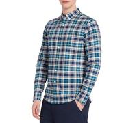 Farah Mens 'Brewer Check' Slim Fit Tartan Oxford Shirt. Long Sleeved (Rich Indigo) XXL