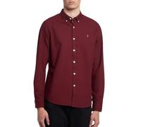 Farah Men's Brewer Slim FIT Cotton Oxford Shirt, Bordeaux, L