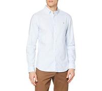Farah - Men's Shirt, Brewer Stripe Slim Fit Shirt, Organic Cotton, Indigo Oxford Shirt, Casual-Style Shirt, Sky Blue, S