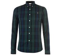 Farah Mens Checked Shirt Long Sleeve Collared Pine XL
