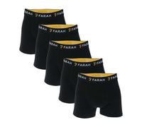 Farah Mens Chorley 5 Pack Boxer Shorts in Black Cotton - Size Medium