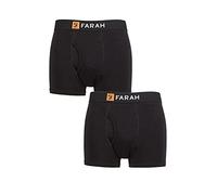 Farah Mens Classic Keyhole Trunks - Plain and Striped Designs, Soft Cotton in a Multipack Pack of 2 Sizes S,M,L,XL,XXL Black XL