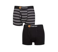 Farah Mens Classic Keyhole Trunks - Plain and Striped Designs, Soft Cotton in a Multipack Pack of 2 Sizes S,M,L,XL,XXL Black/Charcoal M