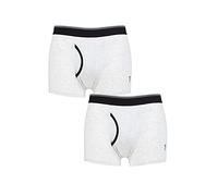 Farah Mens Classic Keyhole Trunks - Plain and Striped Designs, Soft Cotton in a Multipack Pack of 2 Sizes S,M,L,XL,XXL White/Black M