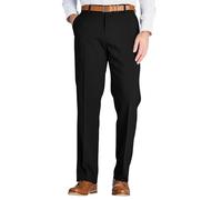 Farah Men's Classic Slant Pocket Trousers Flat Front Easy Care Non-Iron Finish & Gripper Waistband Black 40W / 29L