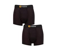 Farah Mens Classic Striped and Plain Bamboo Keyhole Trunks Pack of 2 Black L