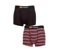 Farah Mens Classic Striped and Plain Bamboo Keyhole Trunks Pack of 2 Black/Red M