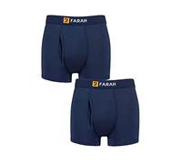 Farah Mens Classic Striped and Plain Bamboo Keyhole Trunks Pack of 2 Navy M