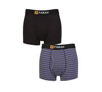 Farah Mens Classic Striped and Plain Bamboo Keyhole Trunks Pack of 2 Stripe Black/Purple XXL