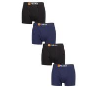Farah Mens Cotton Keyhole Trunks - Plain and Striped Soft Breathable Classic Underwear in a 4 Pack Sizes S,M,L,XL,XXL Black Navy XL